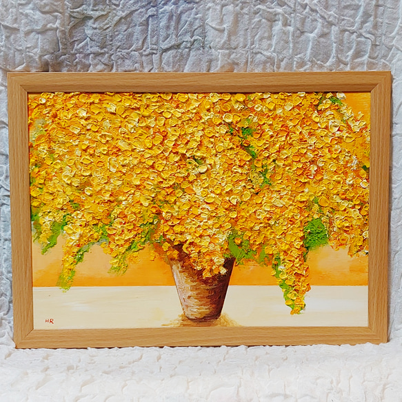 油絵 油彩 油彩画 絵 絵画 【ミモザの海】 絵画 HR 通販