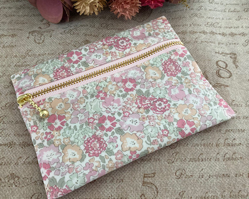 ✾リバティ ポーチ14cm（ティッシュケース付）✾ミシェル✾ふわピーチ