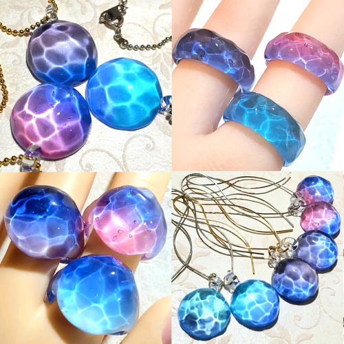 ときどき眺めて癒されてほしい 梅雨いろ水面のガラスリング minamo