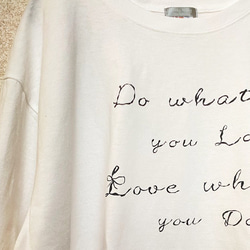 5分袖　メッセージTシャツ　Do what you love　ビッグTシャツ　ホワイト　白　レディース 4枚目の画像