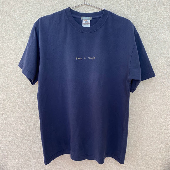 ピグメントTシャツ　keep it simple　ネイビー　紺色　レディース 2枚目の画像