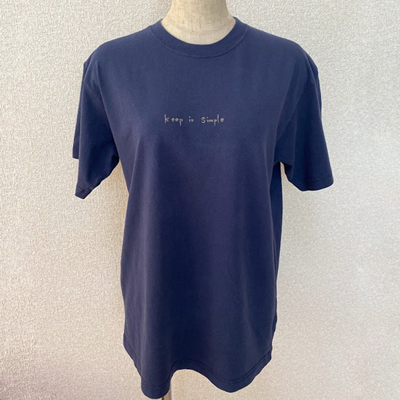 ピグメントTシャツ　keep it simple　ネイビー　紺色　レディース 4枚目の画像
