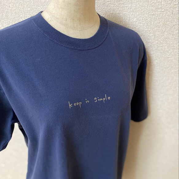 ピグメントTシャツ　keep it simple　ネイビー　紺色　レディース 5枚目の画像