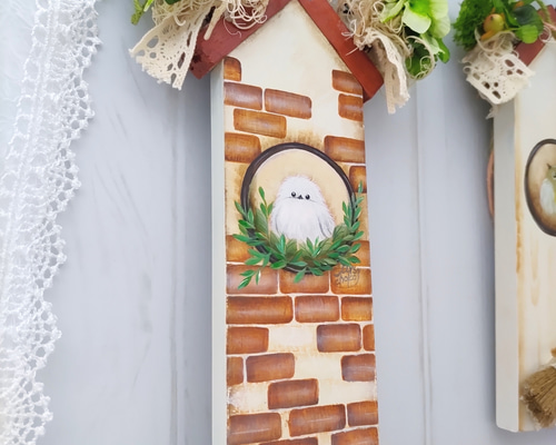 三角屋根の小鳥のおうち＊壁を彩るインテリア シマエナガちゃん F-5