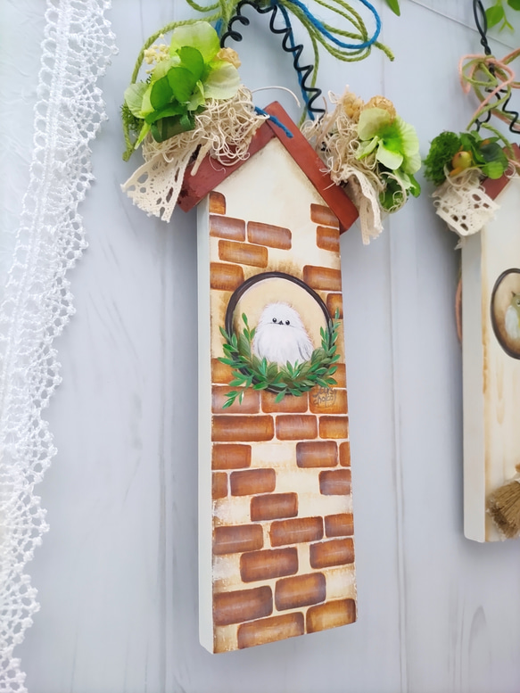 三角屋根の小鳥のおうち＊壁を彩るインテリア シマエナガちゃん F-5