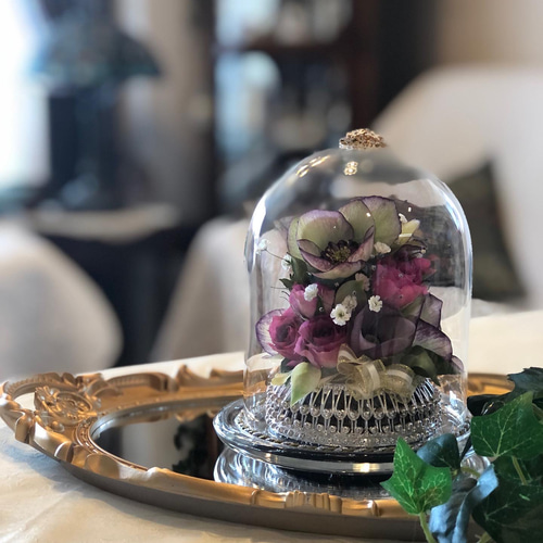 レカンフラワー レカンフラワーガラスドーム プリザーブドフラワー mikorin 通販