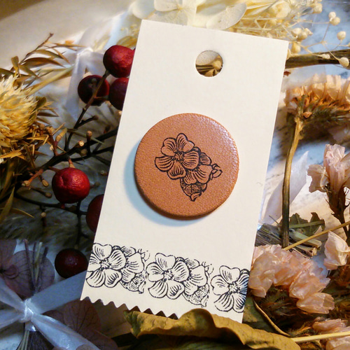 鉛の花飾り リアルフラワー2個 メタルスタンプ 装飾 活字 刻印 レザー