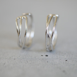 開口戒指/耳夾 925銀 / 一組兩個鬆散編織的戒指，也可作耳夾佩戴 第9張的照片