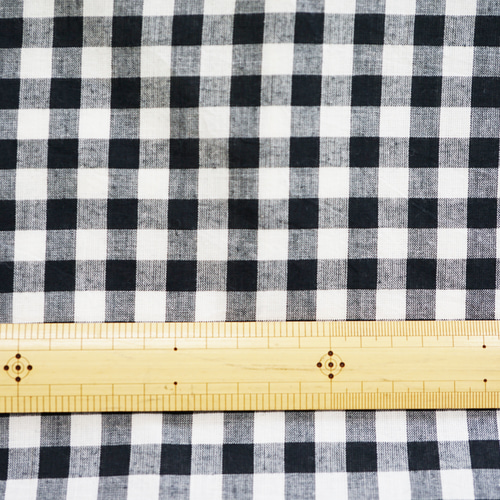 ギンガムチェック生地】 インド綿 【UPH-01-col.011】ブラック