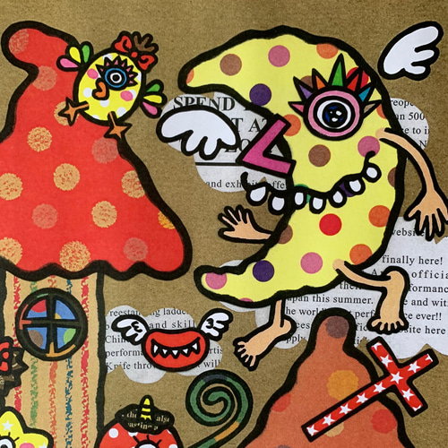 A3サイズポスター❤︎貼り絵【World of Dwarf〜みんな友達