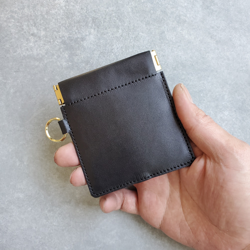 ◇ゴールドチェーンのバネ口超薄型キーケース◇ メンズ レディース