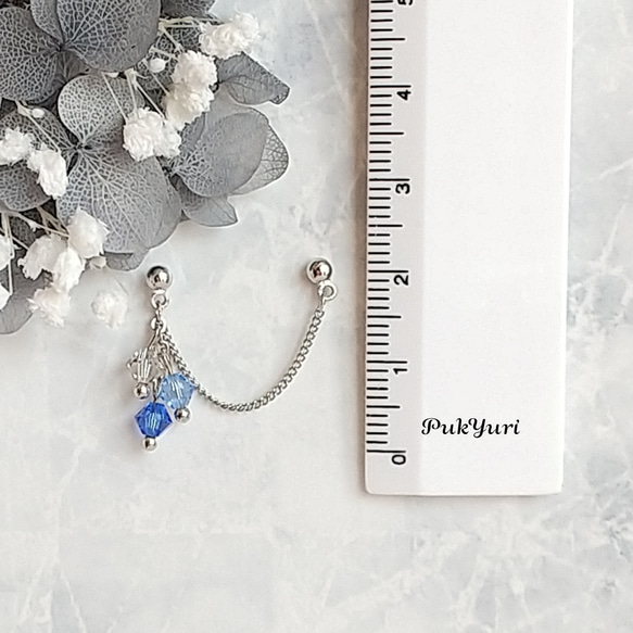 3色スワロの2ホールピアス/ノンホールピアス/イヤーカフ/軟骨ピアス 12枚目の画像