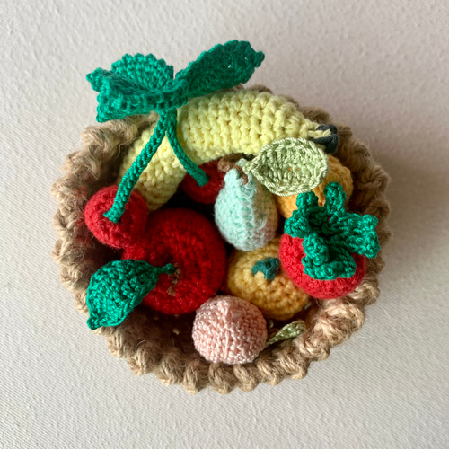 ミニミニ カゴ付き フルーツセット 編みぐるみ あみぐるみ かぎ針編み  