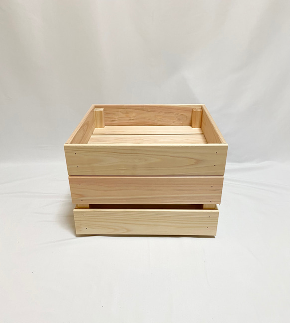 【送料無料】国産ひのき　正方形の木箱　浅型　木箱 4枚目の画像