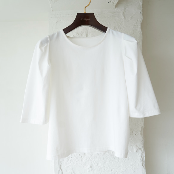 ﾓﾘﾉｶﾞｯｺｳ 【お得な２枚セット】パフスリーブTシャツ (アイスブルーホワイト) 冷感素材 二の腕カバーTシャツ 19枚目の画像