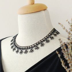 OYA Tatting lace 43cm Necklace [LACE] Smoky Black 第2張的照片