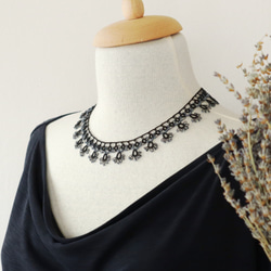 OYA Tatting lace 43cm Necklace [LACE] Smoky Black 第5張的照片