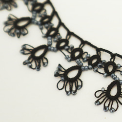 OYA Tatting lace 43cm Necklace [LACE] Smoky Black 第3張的照片