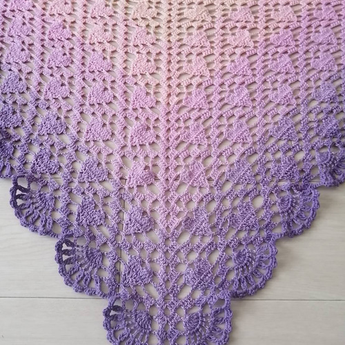 K様オーダー】三角ショール バレエショール ハート編み ストール