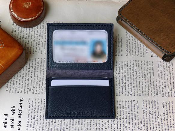 イタリア革の免許証ケース／身分証ケース／ネイビー 6枚目の画像