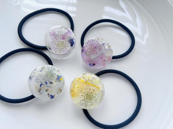 レジンヘアゴム　ミント　ホワイト透け感　大人　爽やか　春 レジンヘアゴム ミント ホワイト透け感 大人 爽やか 春