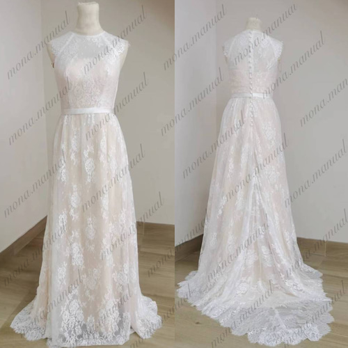 総レース スレンダーライン ウェディングドレス 前撮り 結婚式ドレス  