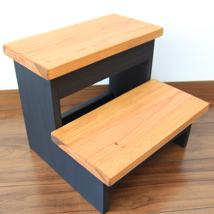 送料無料　踏み台 2段 高さ 30cm ウォルナット・黒色 ホワイト 子供用 子供 ステップ 洗面所  キッズ おしゃれ