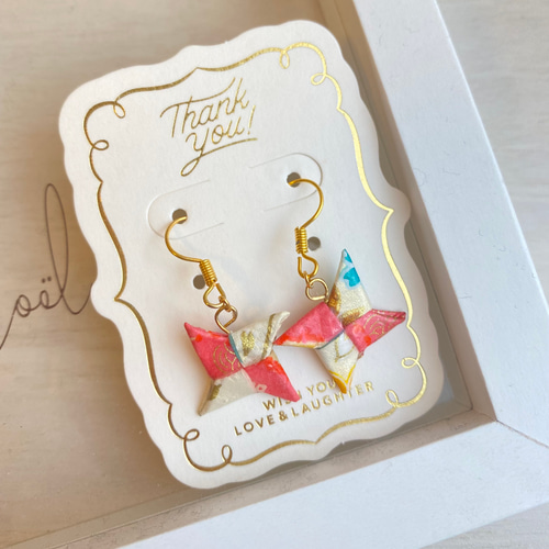 ピンク＊手裏剣のピアス/イヤリング ピアス（フック・チェーン 