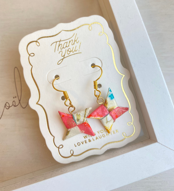 ピンク＊手裏剣のピアス/イヤリング ピアス（フック・チェーン  