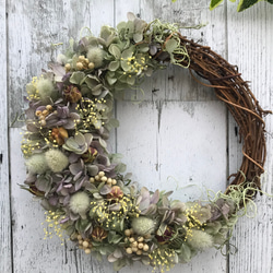 新作WEEK2022 オレガノパープルのプリザーブドアジサイとナチュラル