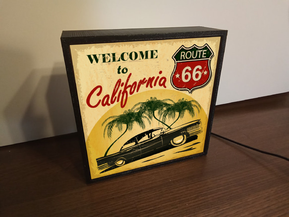 アメリカン雑貨 アメ車 ルート66 カリフォルニア ビンテージ ミニチュア ランプ 看板 置物 雑貨 LEDライトBOX 3枚目の画像