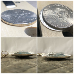 純銀 ウォーキングリバティ 1オンス カットコインペンダント ブランド ReD ハンドメイド 3枚目の画像