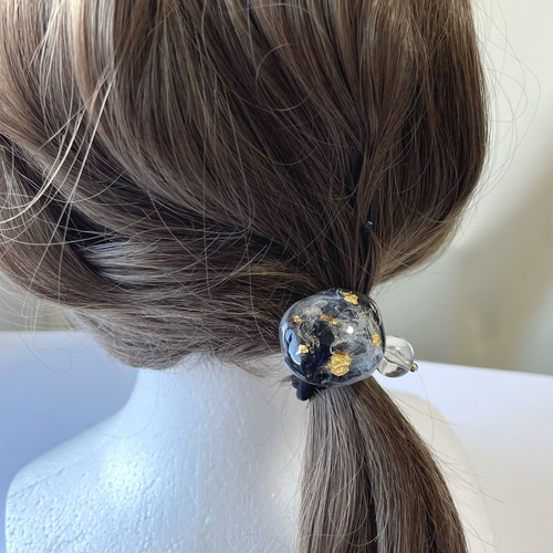 レジンヘアゴム　スクエア　くすみピンク　大ぶり　春　3 レジンヘアゴムスクエアくすみピンク大ぶり春3
