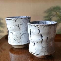 ★激レア★昭和レトロ★白鳥麗子でございます　ペア湯呑みセット 再入荷！】氷裂 湯呑みセット 夫婦湯呑み お洒落 湯呑み茶碗