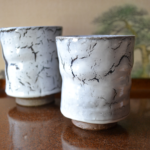 再入荷！】氷裂 湯呑みセット 夫婦湯呑み お洒落 湯呑み茶碗