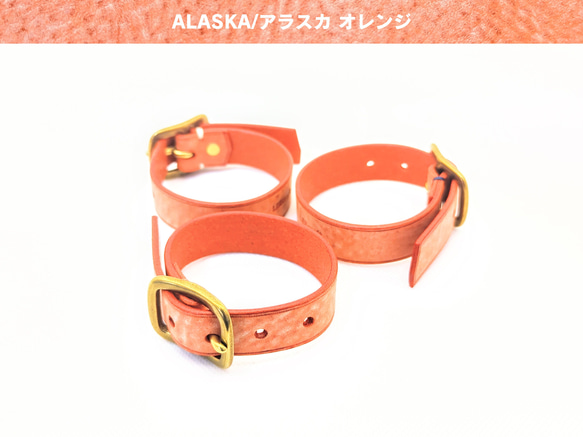 厚い革1枚のベルトブレスレット【ALASKA/アラスカ オレンジ×ネイビーカラー】イタリアンレザー 受注生産 15枚目の画像