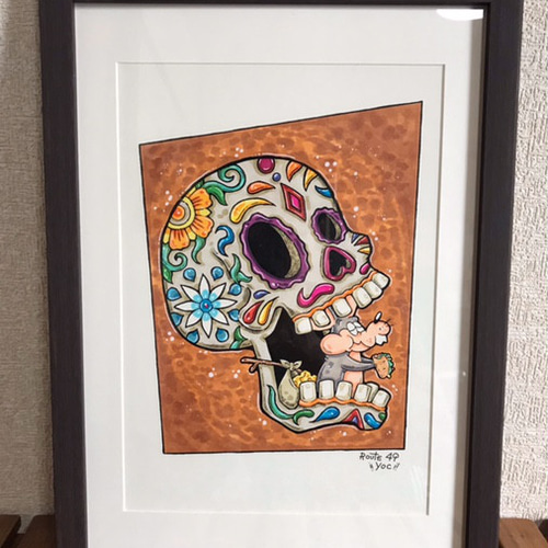 原画　タコ　S3　動物画　絵画　アクリル画　現代アート　細密画 またね」F6サイズ 額付 アート作品 アクリル画 原画 猫 徳島洋子