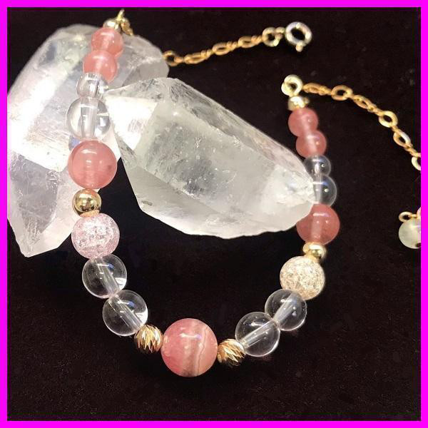 ※理想の恋を手に入れる※K18×インカローズの天然石ブレスレット