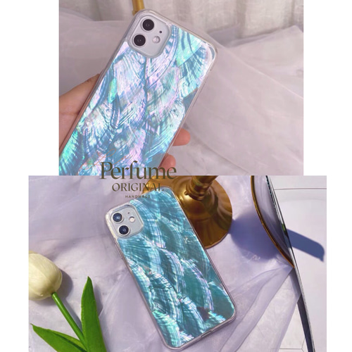 キラキラ天然シェル✨アクアブルー系 ナチュラル 青色 水色 貝殻