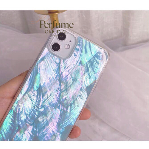 キラキラ天然シェル♡アクアブルー✨青色 貝殻 オリジナル iPhoneケース 海 キラキラ天然シェル✨アクアブルー系 ナチュラル 青色 水色 貝殻 海 夏