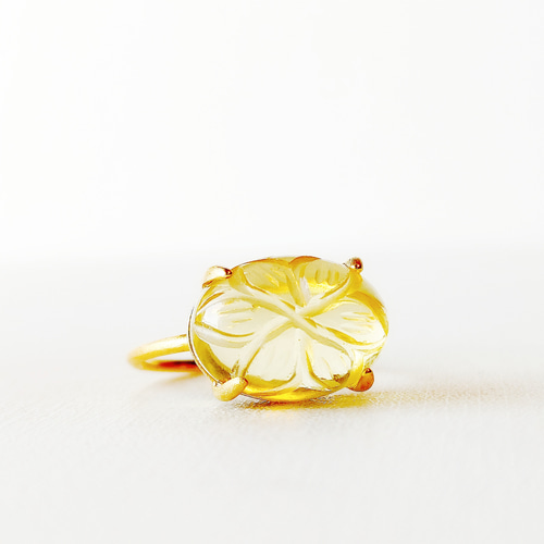 レモンクオーツのモダンリング K18YG サイズ12号 MARIHA(マリハ) Organic Gems リング レモンクォーツ S K18