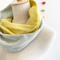 ♡日本製造♡優質雙層紗布製成的蓬鬆夢幻圍脖♡雙色（檸檬黃x薄荷綠） 第9張的照片