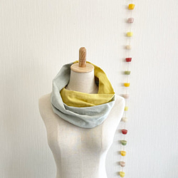 ♡日本製造♡優質雙層紗布製成的蓬鬆夢幻圍脖♡雙色（檸檬黃x薄荷綠） 第7張的照片