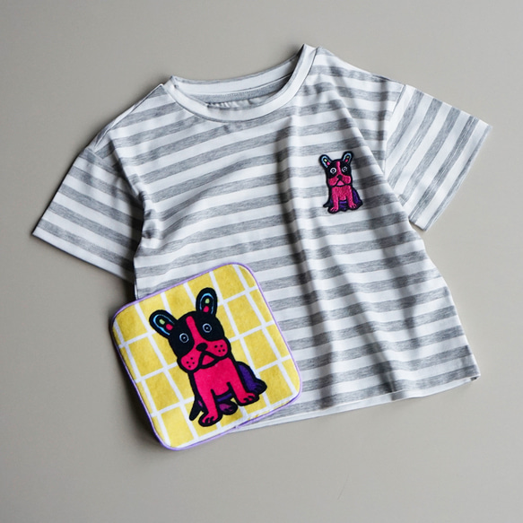 Tapirok Tシャツ キッズ 80ｃｍ～120ｃｍ フレンチブルドッグ トラ猫 猫　ベビー 1枚目の画像
