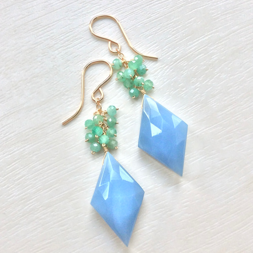 天然石ピンクオパールコッパー 14Kgfピアス 14kgf【コッパーピンク