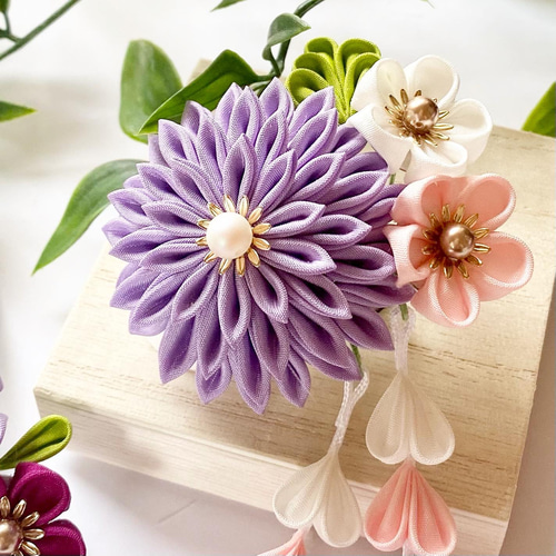 かりんさま専用 七五三髪飾りセット ライラック×薄藤色 7-25 あんみ