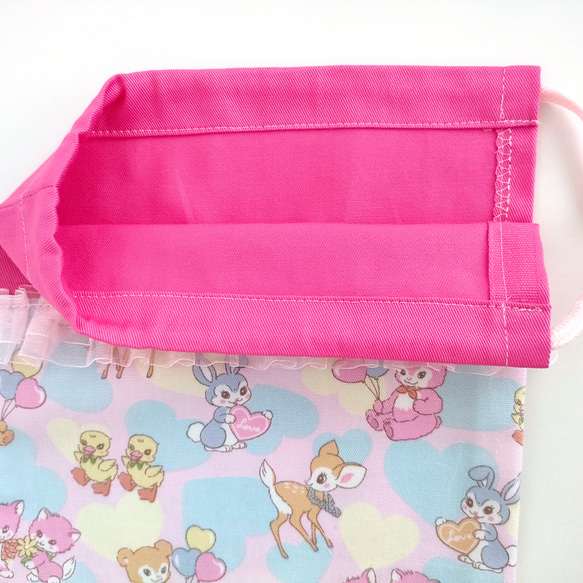 給食セット♡ハートいっぱいどうぶつの給食袋＆ランチョンマット (40☓60)／ピンク 10枚目の画像