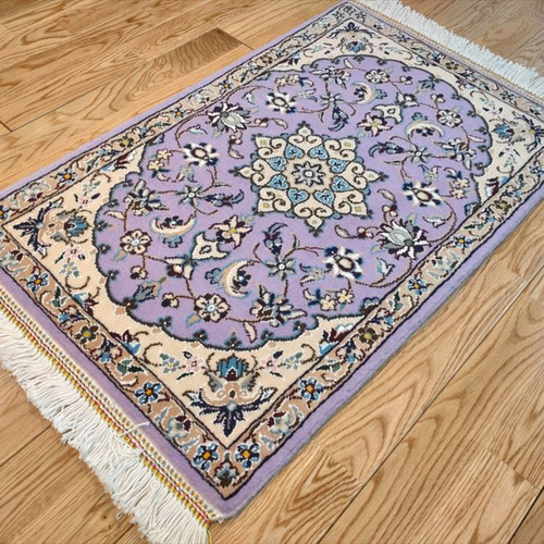 ペルシャ絨毯 ナイン産 マット パープル 80×50cm 手織り絨毯 ペルシャ絨毯 ナイン産 マット パープル 80×50cm 手織り絨毯