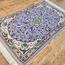 ペルシャ絨毯　ナイン産　マット　パープル　80×50cm 手織り絨毯　ラグ　 4枚目の画像
