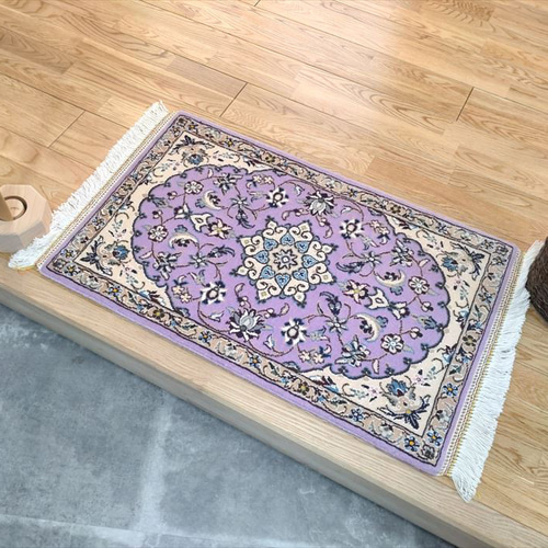 ペルシャ絨毯 ナイン産 マット パープル 80×50cm 手織り絨毯 ペルシャ絨毯 ナイン産 マット パープル 80×50cm 手織り絨毯